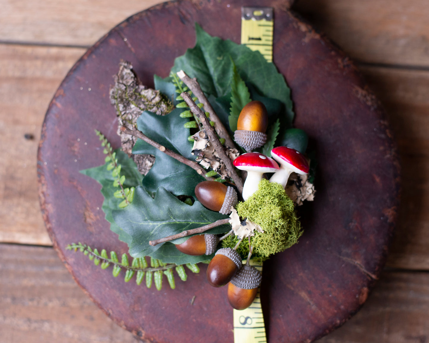 Autumn Forest Fairy Hair Clip with Acorns and Mushrooms