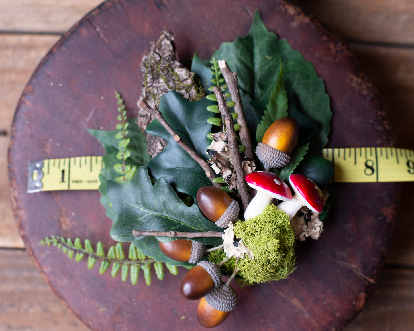 Autumn Forest Fairy Hair Clip with Acorns and Mushrooms