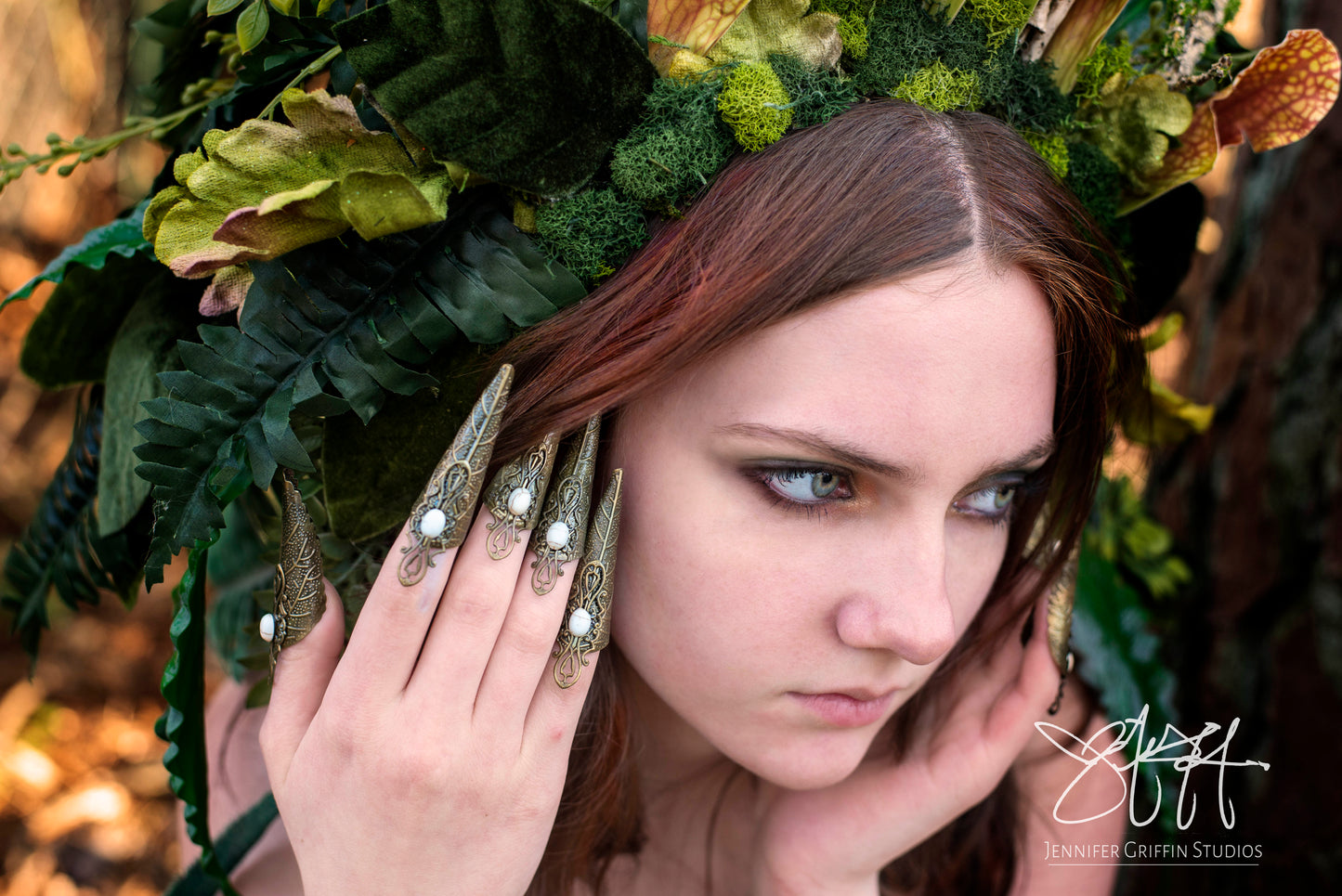 Elven Filigree Nail Claws – Adjustable Fantasy Finger Armor with White Turquoise